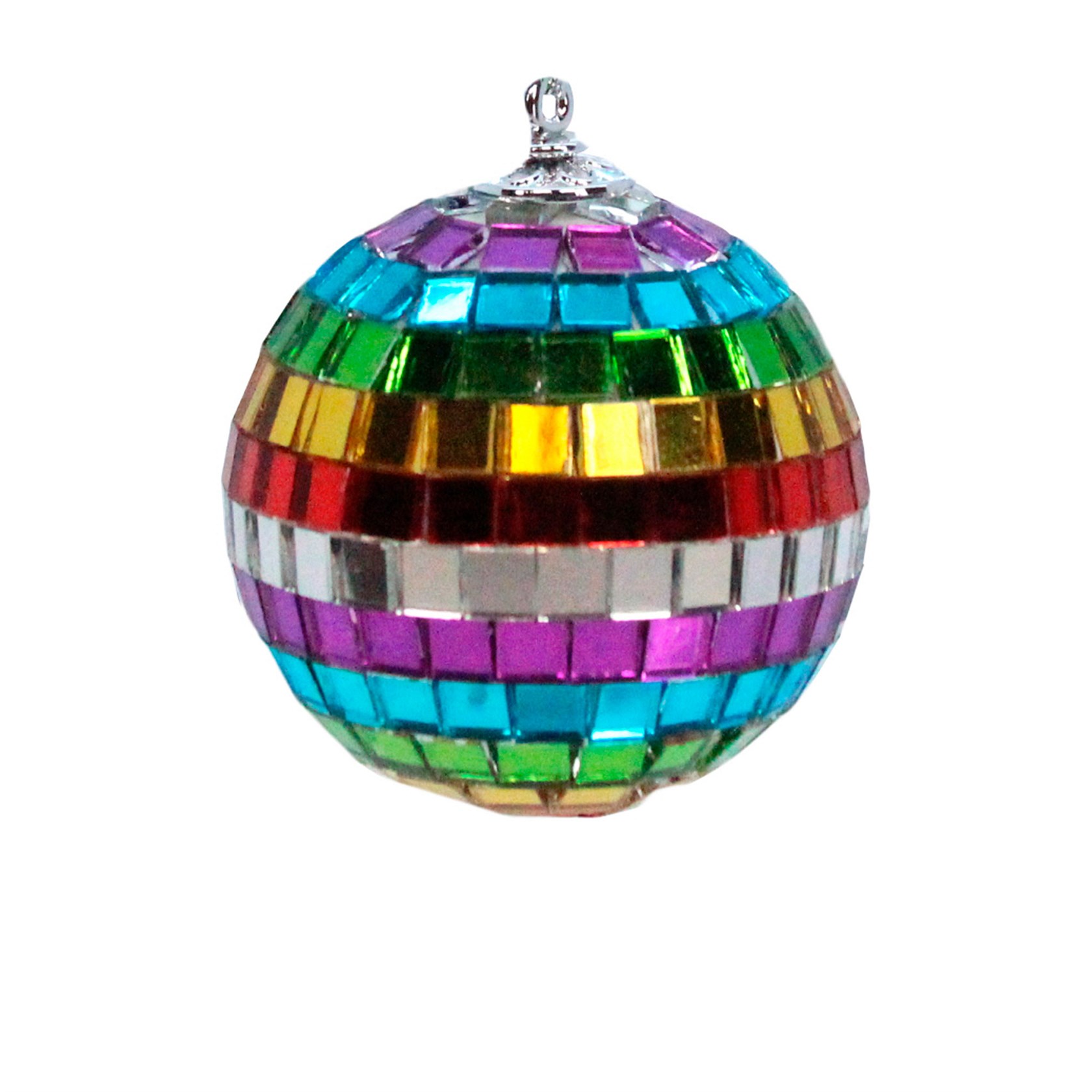 Rainbow glitter ball Christmas bauble. By Gisela Graham. The perfect festive addition to your home.